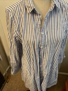 Habitat Blue and White Striped womens Casual Button-down. Can be worn as jacket